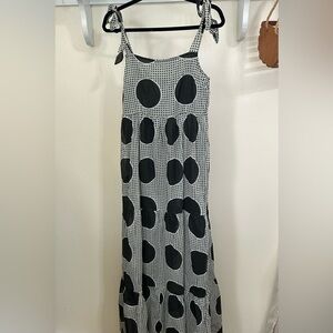 NEW Carly Jean Los Angeles Black and White Polka Dot Maxi Dress